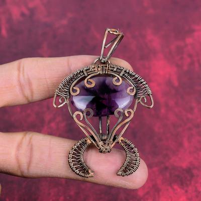 Star Amethyst Pendant Copper Wire Wrapped Gemstone Pendant Handmade Tortoise Pendant Copper Wire Wrap Jewelry Gifts for Wife Dainty Pendant