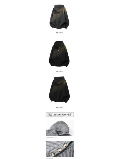 Men's Retro Loose-Fit Knitted Hoodie Sweater - Solid Color, Casual & Trendy for Autumn/Winter