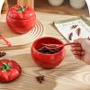Sugar Bowl Tomato Ceramic Spice Jar Storage Jar with Spoon Kitchen Dining Table Seasoning Container Christmas Home Decorative