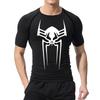 Spider Print Gym Workout Rash Guard for Men Athletic Quick Dry Stretchy Compression Shirts Undershirts Baselayers Tshirts Tops