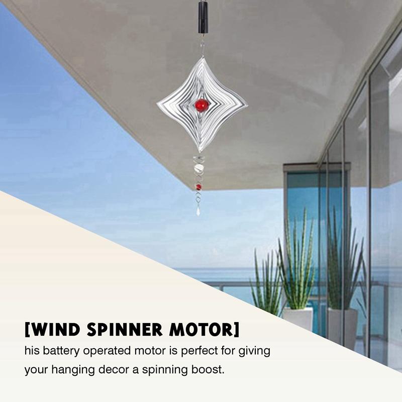 Battery Powered Wind Spinner Black Rotate Motor For Hanging Wind Chime Ornament 2Pcs