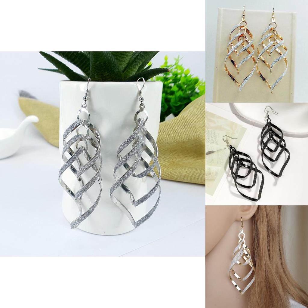 Chic Black Gold Silver U-shaped Spiral Earrings For Trendy Women Accessories
