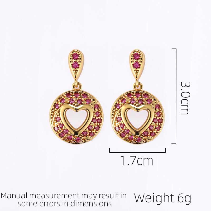 Women's Round Heart Shaped Water Drop Design Vintage Earrings Light Luxury And Simple Elegance Fashion Trendy Earrings