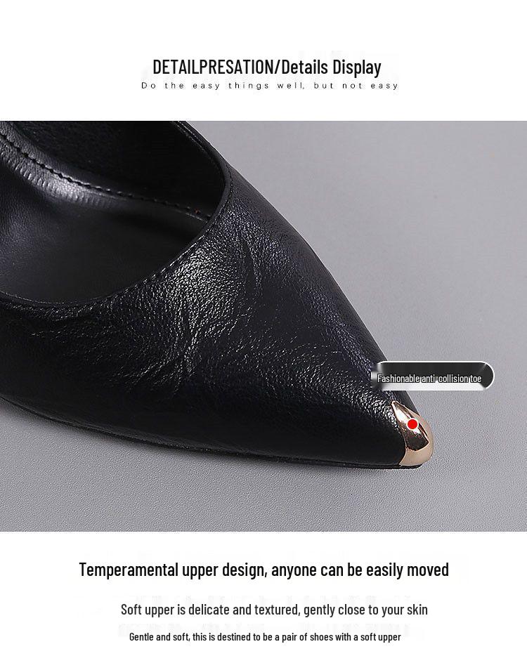 Genuine Leather Pointed Toe Stiletto Heels - Spring/Autumn 2025, Versatile Professional High Heels