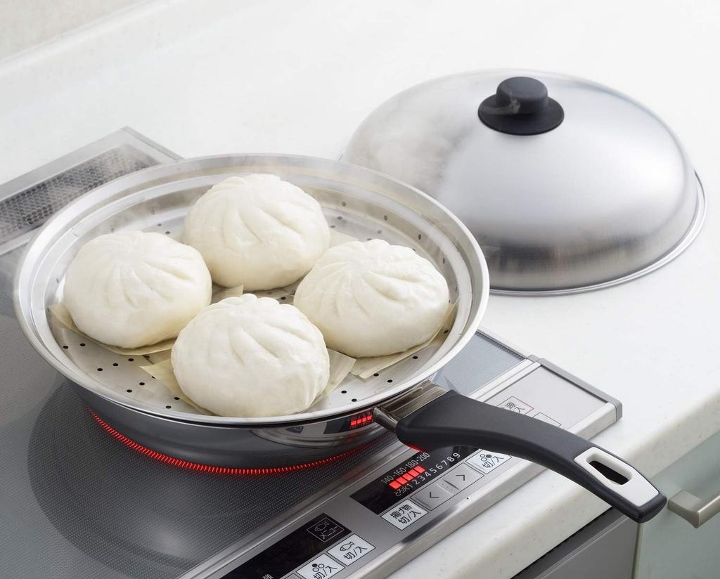 Yoshikawa Steaming Plate for Frying Pans, 28-30cm (with lid), Stainless Steel, Uisaisai, Gift Wrapping Available, SJ3207