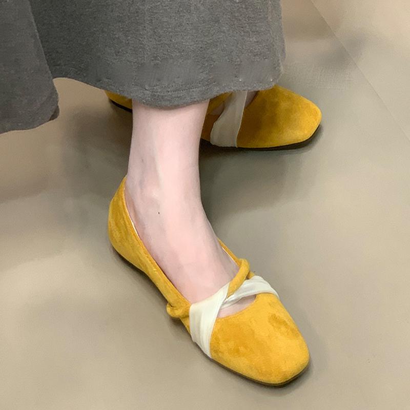 

Fashion Flats Women Suede Loafers Shoes Shallow Designer Shoes Autumn Soft Luxury Dress Woman Sport 2025 New Fashion Zapatillas De Mujer 35 жовтий