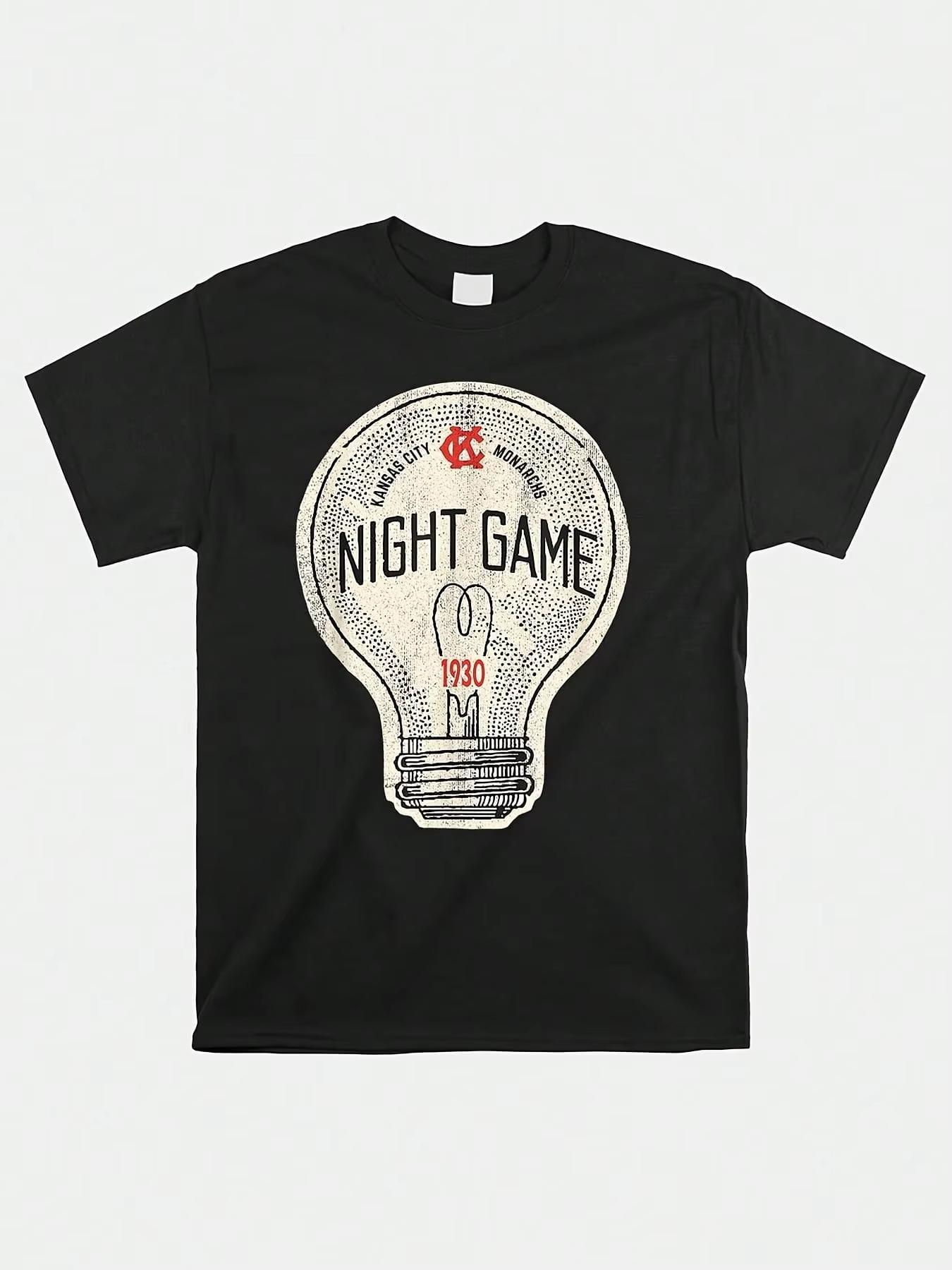 

2026 UnisexsLeagues First Night Game Cotton TShirt Casual Crew Neck Retro Baseball Graphic Print Summer Knit Fabric Tee M
