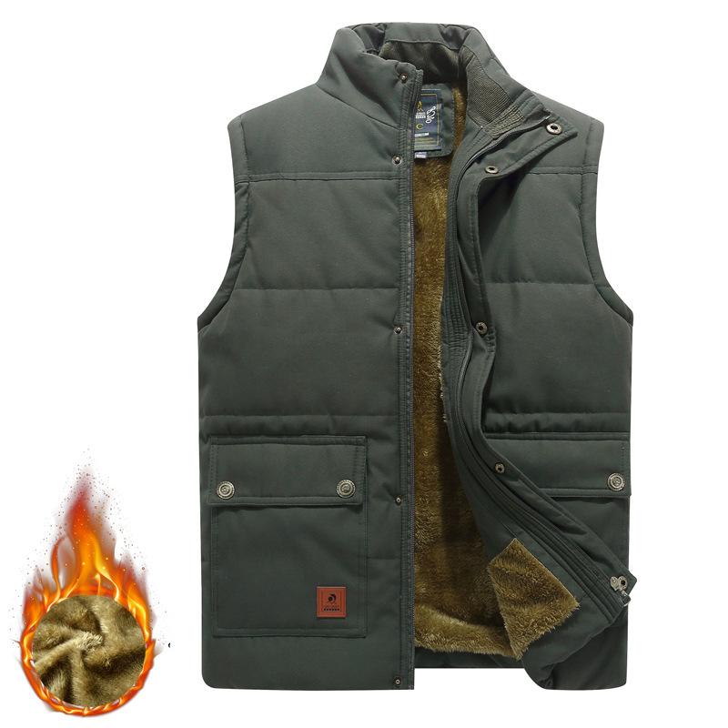 Fleecevest voor heren, opstaande kraag, dik los vest, mouwloos vest, warm