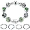 Love Flower Rhinestone Beads Charm Cuff Bangle Bracelet Women Wedding Jewelry