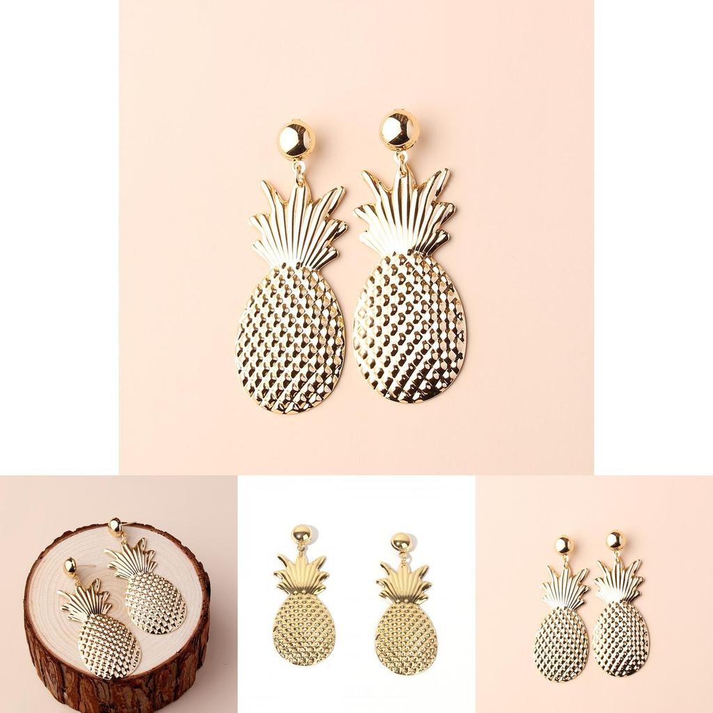 Fashion Golden Pineapple Design Metal Women Earrings For Daily Wear