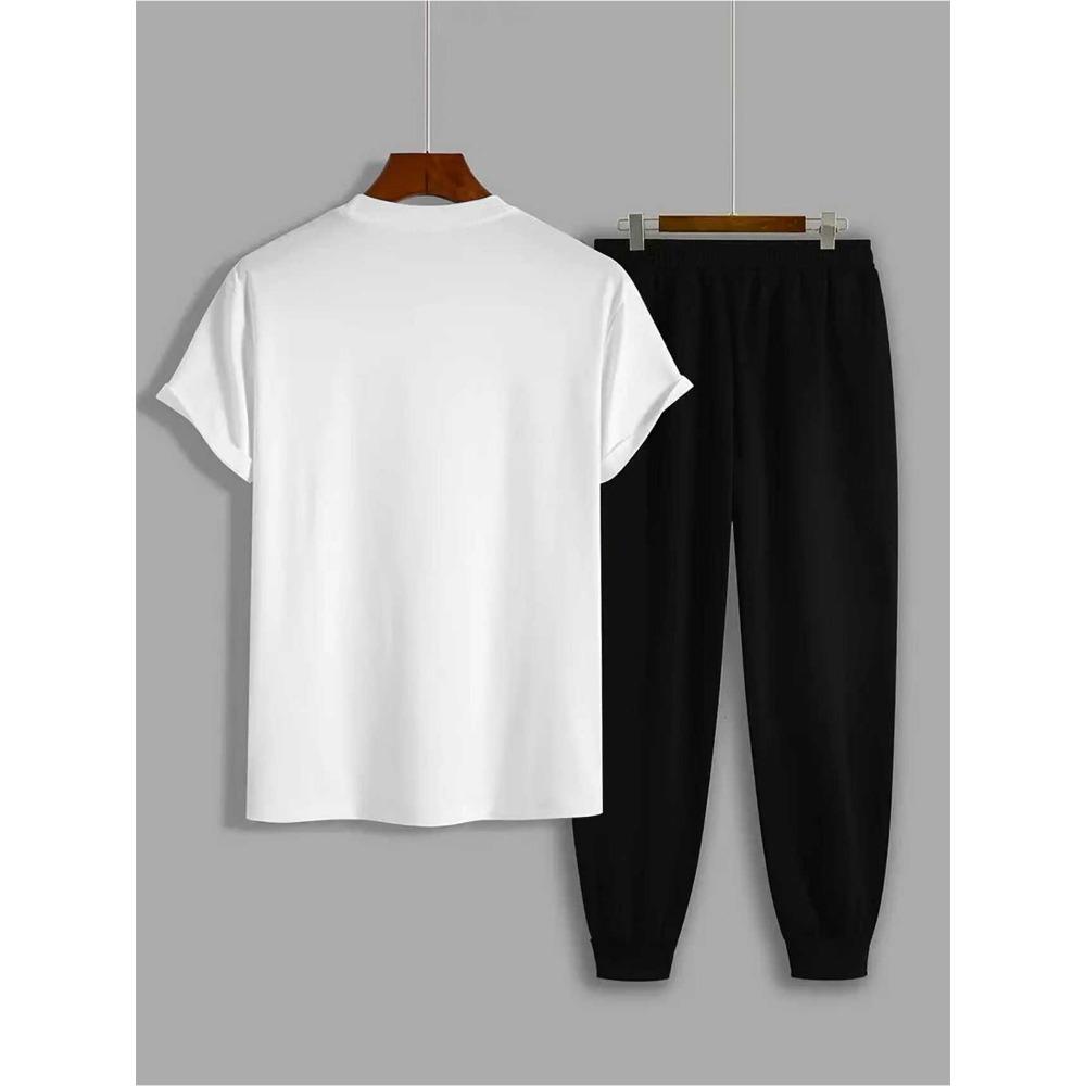 Men's Classic and Fashionable Casual Sports Pants and Short Sleeves Set, with Comfortable and Soft Fabric, Suitable for Daily Wear or Travel