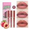 3-color Fruit Lip Gloss Set, Matte Matte Sexy Lip Glaze, Non-stick Cup, Waterproof Non-fading Lipstick Makeup