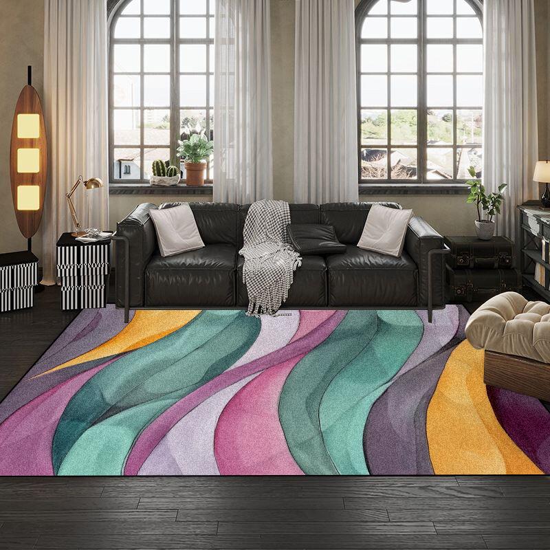 European Abstract Geometry Living Room Large Carpet Bedroom Non-slip Sofa Soft Rugs 140x200 Washable Leisure Balcony Foot Mats