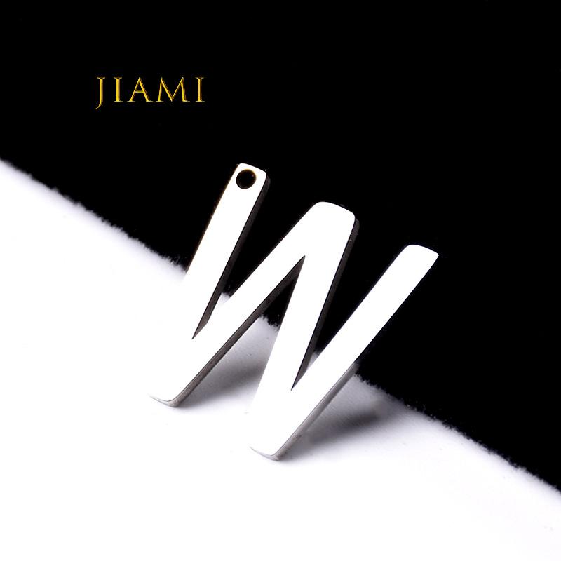 Stainless Steel Hip Hop 'W' Letter Pendant Necklace for Men and Women
