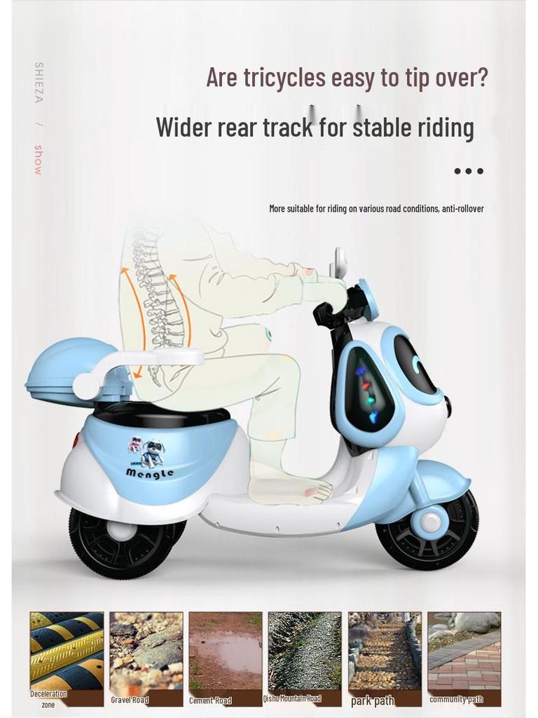 Rechargeable Kids' Electric Tricycle: Dual Seats, Remote-Controlled, for Boys & Girls.