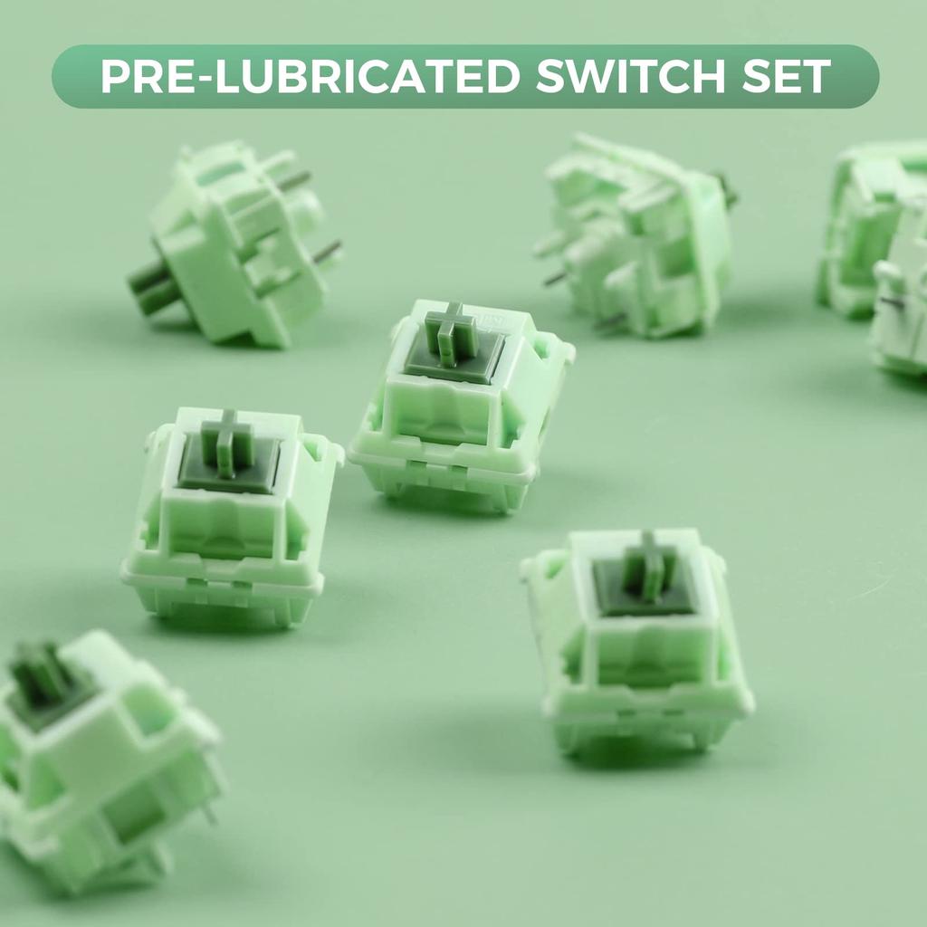 KiiBoom Linear 55gf Matcha Mechanical Keyboard Switches with POM Keyboard PC Nylon Housing for Gaming DIY 35 Pieces Stem, 5-Pin Switches, Keyboard,