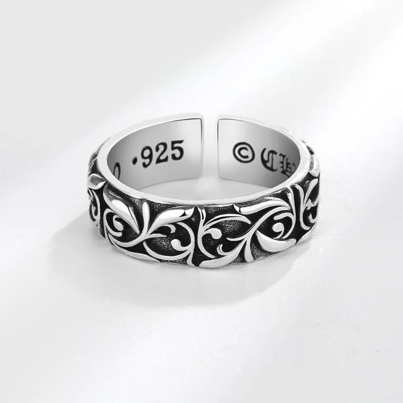 Personality Cross Ring Men and Women Couples Fashion Retro Thai Silver Eternal Vine Ring