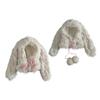 Furry Plush Hooded Hat Adult Lovely Balaclava Hat with Long Rabbits Ear 2000s Teens Girl Winter Warm Scarf Hat Daily Use