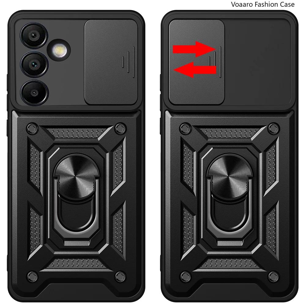 Slide Lens Armor Funda for Samsung Galaxy S24 FE Ultra S23 Plus Ultra M15 F15 M55 A15 A55 A35 5G Case Magnetic Ring Stand Cover