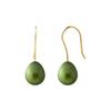 Earrings - Pearls & Colors - Genuine Cultured Pearls - 7-8 Mm - Intense Green - 9 Cts Yellow Gold