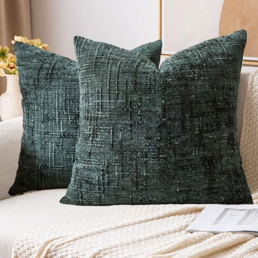 50cm Cushion Cover Japanese Style Bamboo Textured Throw Pillow Case Solid Color Jacquard Sofa Pillowcase Living Room
