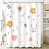 Animal Print Shower Curtain Kids Bathroom Decor for Children's Room Cute Rabbit Deer Pig Design Flower Shampoo Wash Bag Home Dec