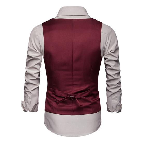 Men Suit Vest Formal Business Style Sleeveless V Neck Slim Fit Cardigan Single-breasted Solid Color Silky Fabric Pockets Groom Wedding Waistcoat