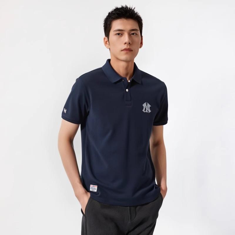 New Era MLB Blue And White Porcelain Series Cotton Simple Logo Short Sleeve American Polo Shirt Unisex Polo Shirts Navy-Blue 14385087