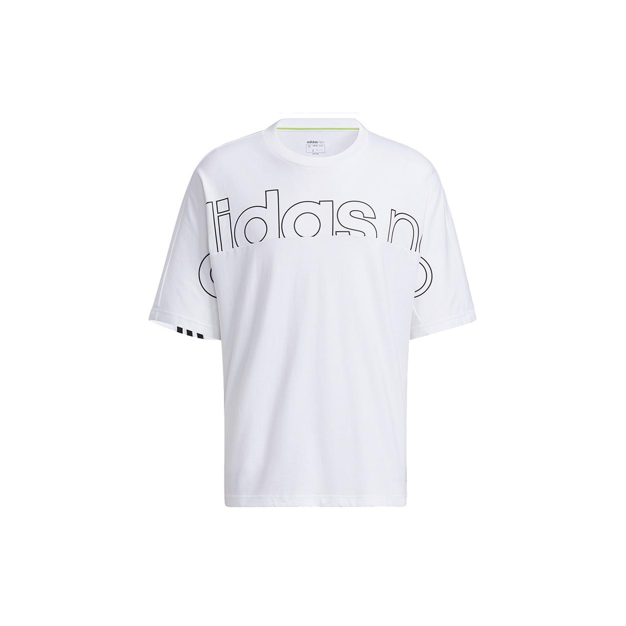 adidas neo M Brlv Tee2 Casual Sports Round Neck Short Sleeve White Men s H59451 S