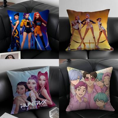 Fashion K-Kpop D-Demon-hunterS Pillow Case Silky Short Plush With Invisible Zipper Dustproof Sofa Cushion Cover
