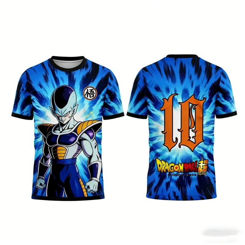 2026 Verão Dragon Ball Retro Camiseta Fitness Masculina Oversized Impressa em 3D Manga Curta Família Unissex Infantil Camisa Esportiva