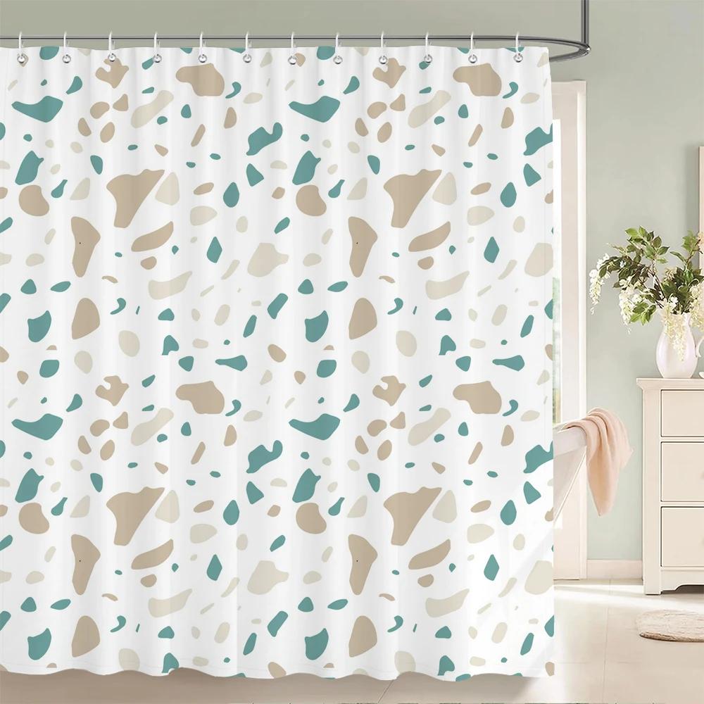 Modern Simple Mosaic Shower Curtain Waterproof Bath Curtains with 12 Hooks for Bathroom Home Decoration Polyester Fabric Screen