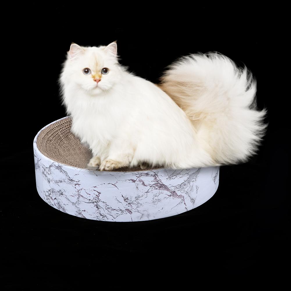 Pet Round Scratcher Bowl Corrugated Paper Cat Sleeping Nest Toys Marble Type