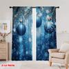2pcs,2D Plane Printing Curtains&Window Treatment Blue Christmas Ornaments Snow (3) Versatile Polyester Fabric (without Rod) Room