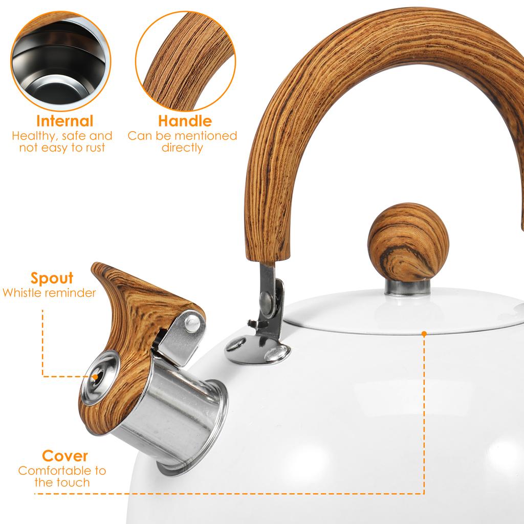 3/2L Tea Kettle W/ Anti-scald Handle Rustproof Whistling Tea Kettle Stainless Steel Stove Top Tea Kettle Whistling Kettle Teapot