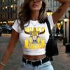 Summer Letter Slim Fit Crew Neck T-Shirt Women's Top Short