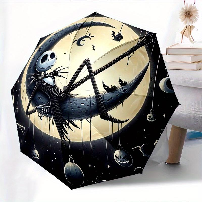 1 Auto Open Moonlight, Nightmare Before Christmas Themed Colorful 8-rib Portable Umbrella for Men and Women, A Compact Commuting Companion S