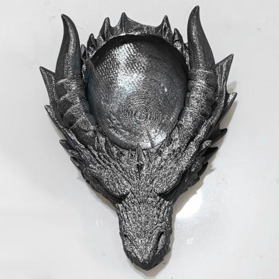 Dragon Head Organizer Tray & Candle Holder, 3D Printed Resin Decorative Dish for Keys, Jewelry, Earrings, Gothic Home Desk Entryway Decor