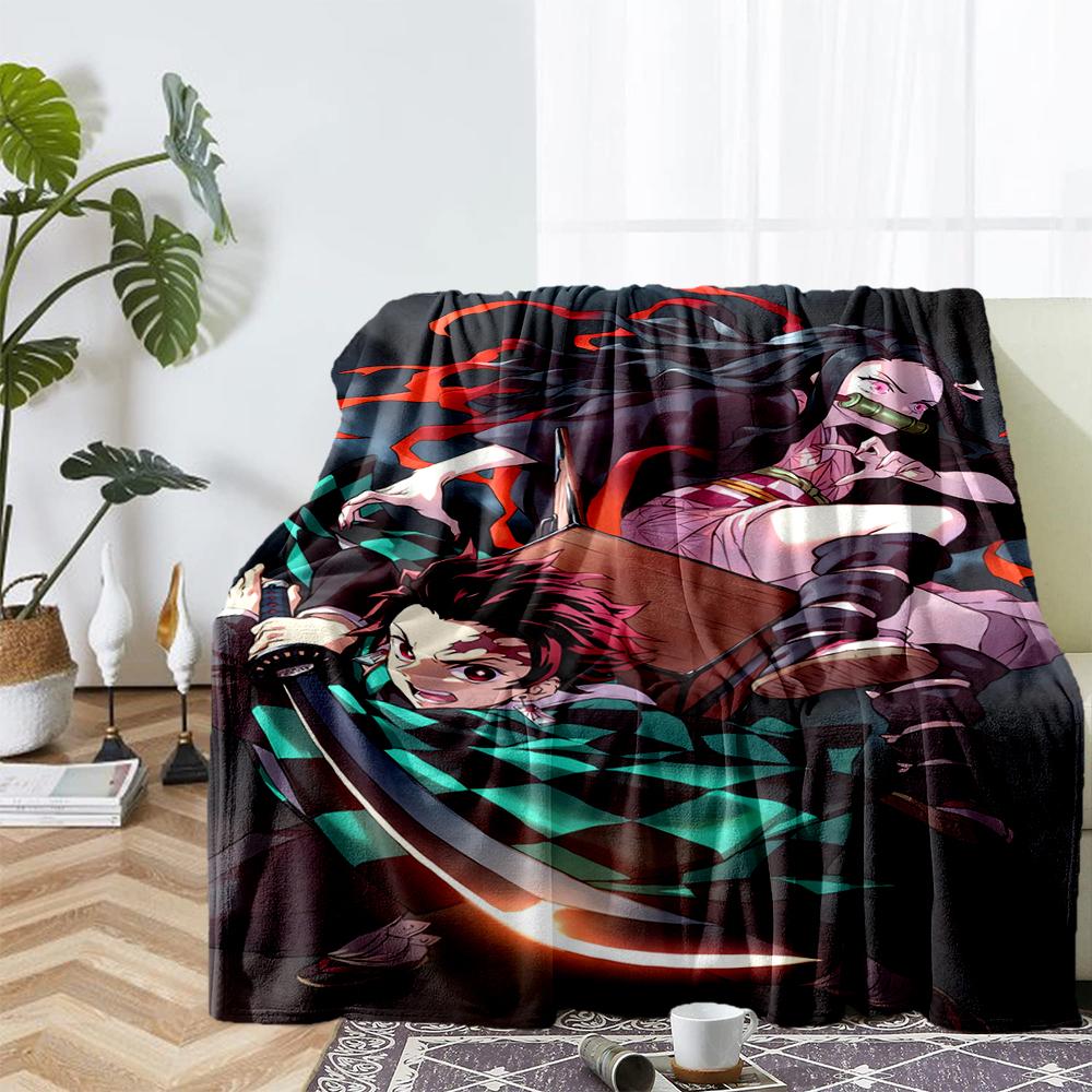 Demon Slayer Theme Printed Blanket - Perfect for Couch, Bed, Travel & Outdoor Use | Machine Washable, Cozy & Durable.