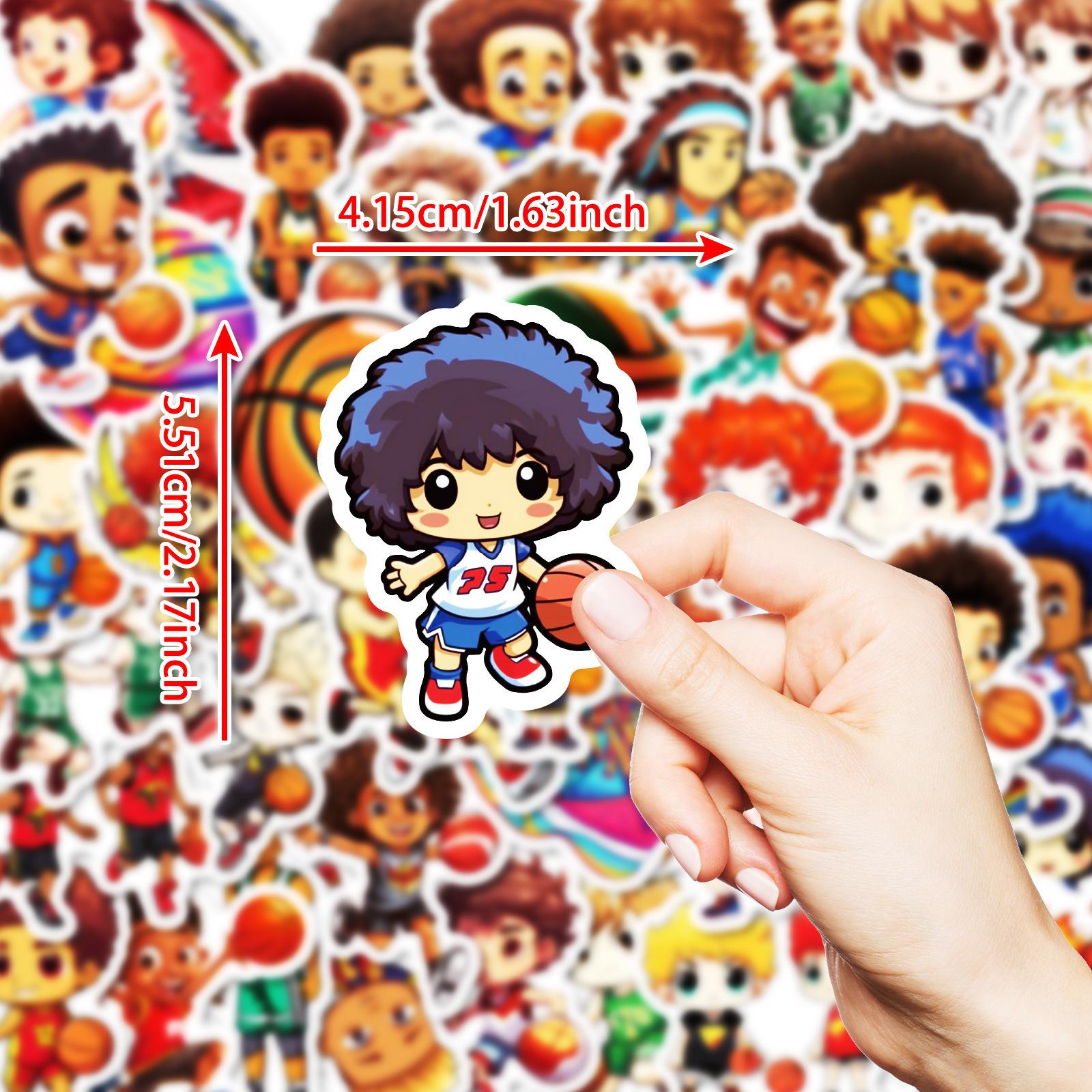 

50 Креативных раскрашенных вручную наклеек с мальчиком НБА, играющим в мяч, материал PP, водонепроницаемые декоративные наклейки, сделай сам, чашка для воды, плоский лед