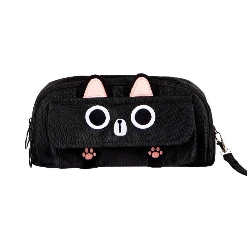 Cat Ears Pencil Case With Embroidery And Large Capacity For School Supplies