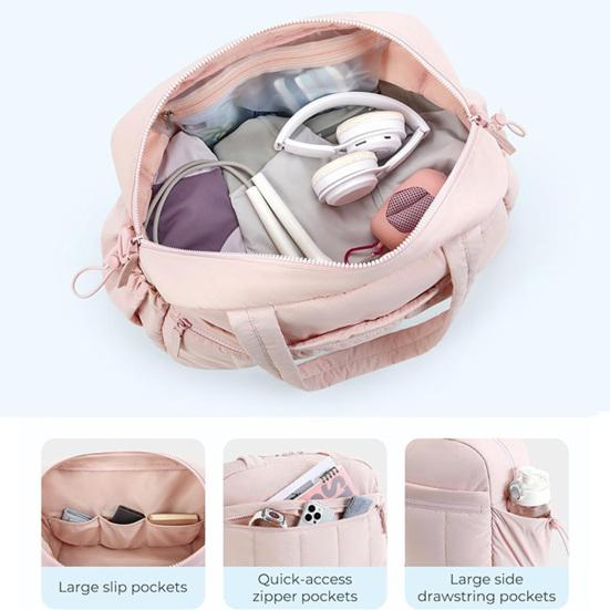 Travel Bag with Large Waterproof PVC Pocket for Wet And Dry Separation Storage Gym Bag with Handle And Shoulder Strap 5 Exterior Pockets Carry-on Bag