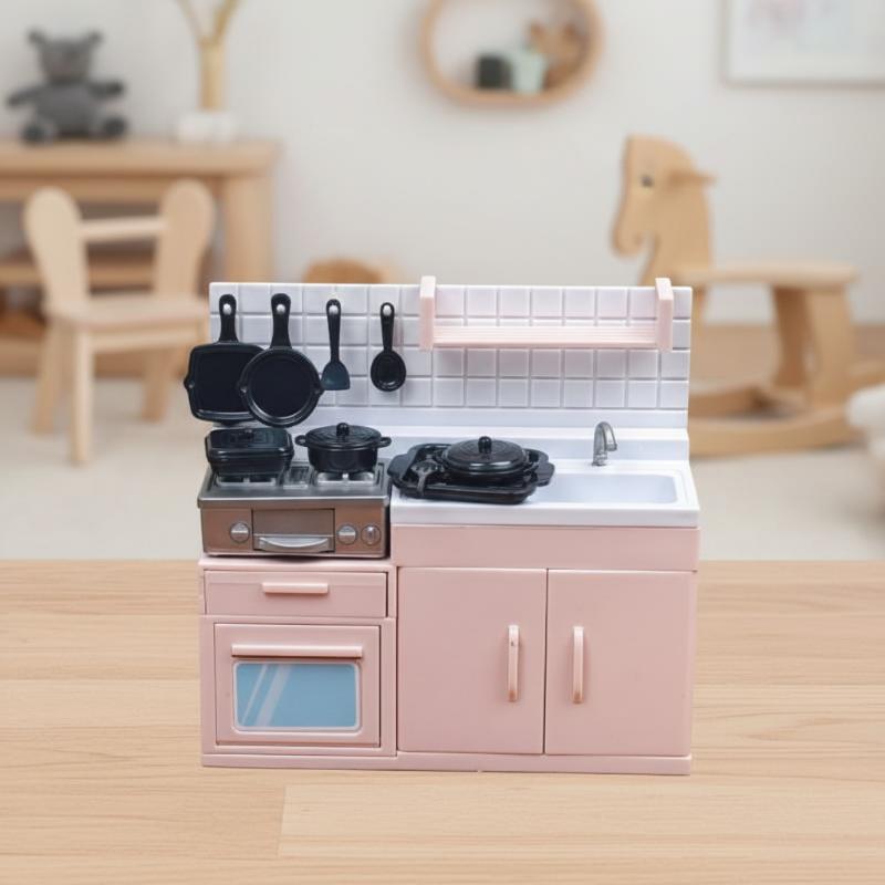 1 Set Compact Kitchenware Kit Mini Model Stove Kitchen Scene Simulation Children's Doll Play Home Toy Ornament For Playtime Fun