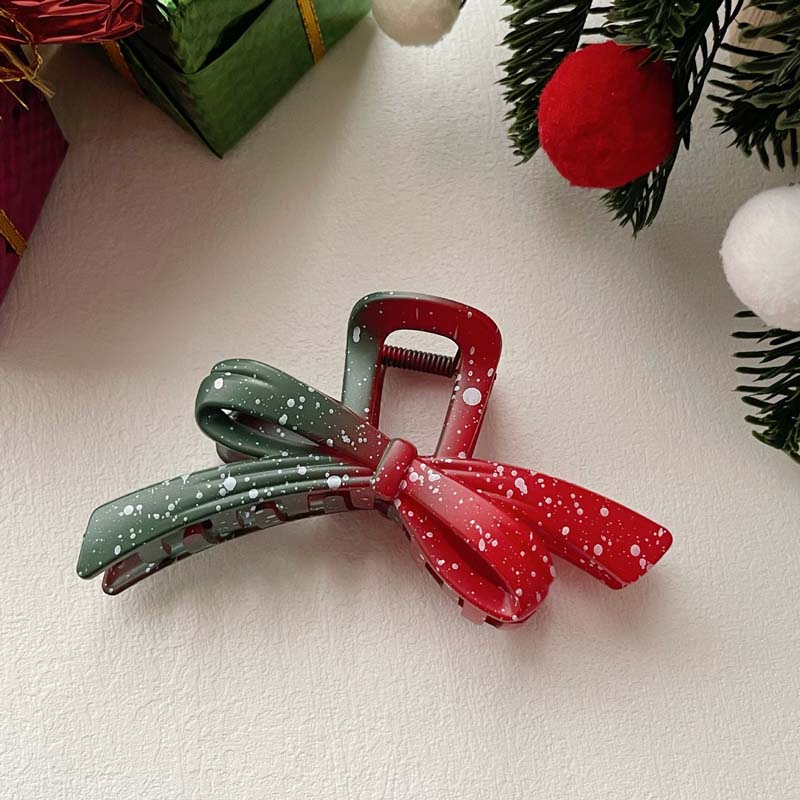 Fashion Christmas Acrylic Hair Claws for Women Girls Sweet Snowflake Print Shark Clamp Hair Clip Headdress Hair Accessories Gift