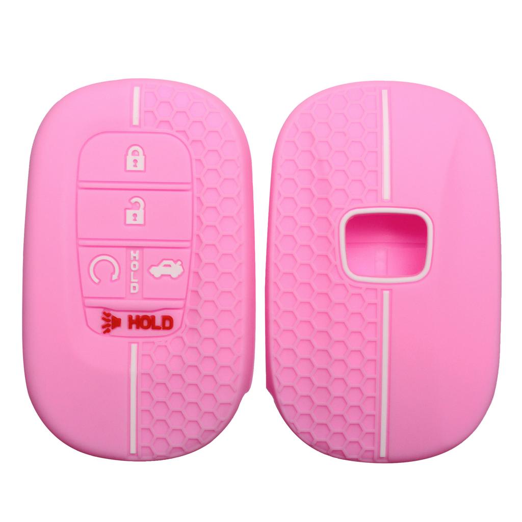 Silicone Key Fob Cover Compatible With - Honda Accord Civic Hr-V Cr-V Pilot Sport Si Ex Ex-L Touring 5 Buttons Car Key