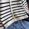 Casual Striped Small Fragrance Knitted Cardigan Women's Autumn Outer Wear Short Sweater