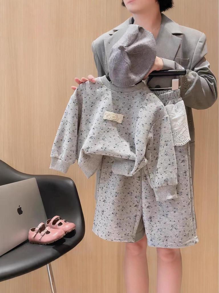 Korean Style Girls' Autumn Sweatshirt & Pants Two-Piece Set