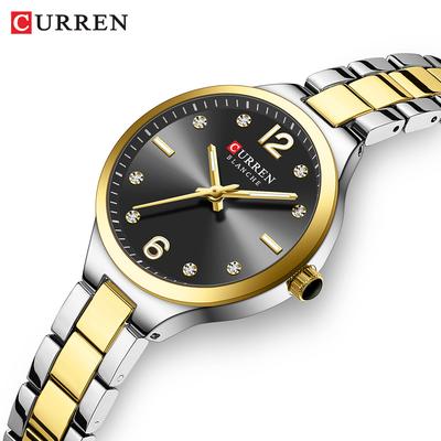 Montre Femme Tendance Décontractée à Bracelet en Acier Étanche Lumineuse Incrustée de Diamants Montre à Quartz