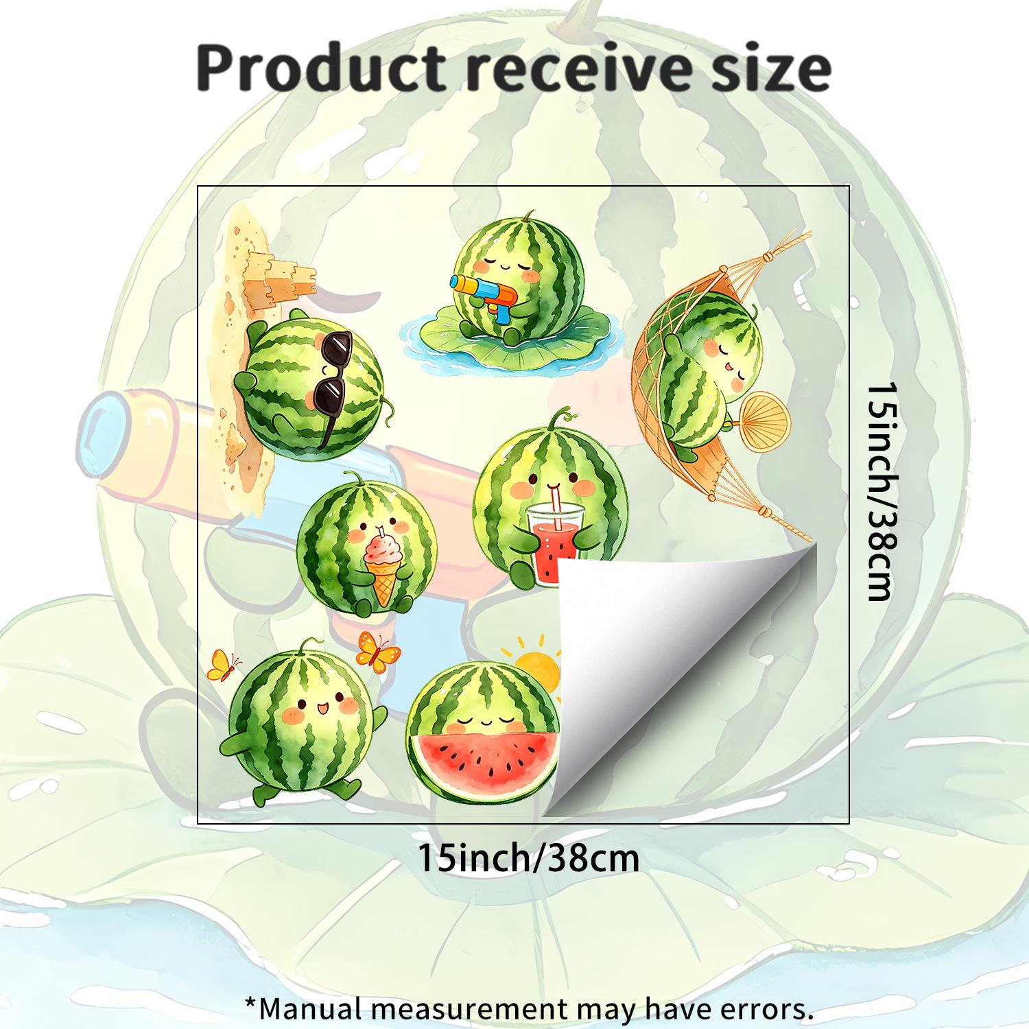 

Creative Cartoon Watermelon Vacation Self Adhesive Removable No Residue Glass Window Sticker for Kitchen Living Room Home Decor 38x38cm разноцветный