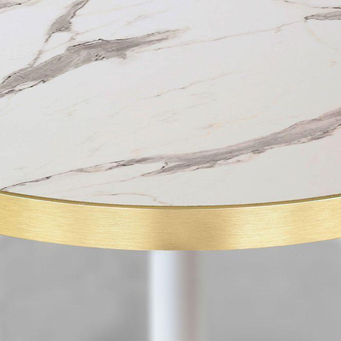 Table ronde - Round - Ø 70 cm - Blanc marbre - Montage facile - Design contemporain